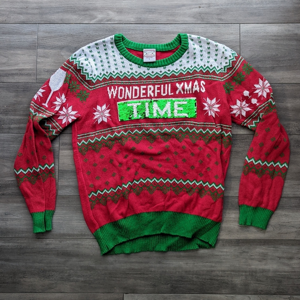 Reversible Sequin Ugly Christmas Sweater
